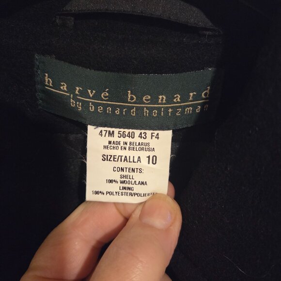 Harvé Bernard 100% Wool Black Full-length Maxi Coat - Picture 5 of 8